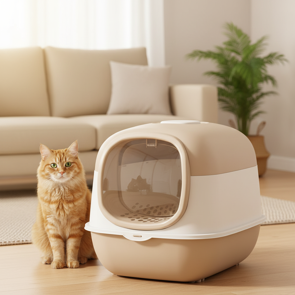 Bac à litière fermé pour chat
